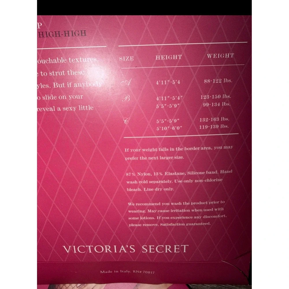 Victoria's Secret Sexy Little Things Pretty PinUp Fishnet Thigh High Stockings C